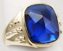 Load image into Gallery viewer, Vintage 1940's SIGNED DASON Davidson & Sons of NY RARE Cushion Blue Spinel 10k Solid Gold Men's Ring