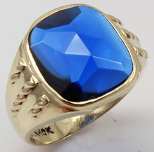 Load image into Gallery viewer, Vintage 1940's SIGNED DASON Davidson & Sons of NY RARE Cushion Blue Spinel 10k Solid Gold Men's Ring