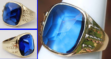 Load image into Gallery viewer, Vintage 1940's SIGNED DASON Davidson & Sons of NY RARE Cushion Blue Spinel 10k Solid Gold Men's Ring