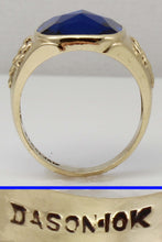 Load image into Gallery viewer, Vintage 1940's SIGNED DASON Davidson & Sons of NY RARE Cushion Blue Spinel 10k Solid Gold Men's Ring