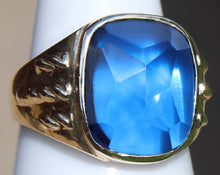 Load image into Gallery viewer, Vintage 1940's SIGNED DASON Davidson & Sons of NY RARE Cushion Blue Spinel 10k Solid Gold Men's Ring