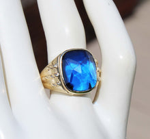 Load image into Gallery viewer, Vintage 1940's SIGNED DASON Davidson & Sons of NY RARE Cushion Blue Spinel 10k Solid Gold Men's Ring