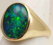 Load image into Gallery viewer, Vintage 1960's LARGE BLUE GREEN Opal 10k Solid Yellow Gold Men's Ring&nbsp;