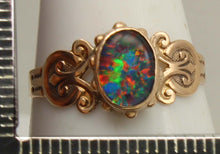 Load image into Gallery viewer, Antique c1900 Late Period Victorian Natural RAINBOW Opal 10k Solid Rose Gold Ladies Cocktail Ring