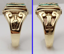 Load image into Gallery viewer, Antique 1920&#39;s Art Deco Masonic Natural Turquoise 10k Solid Yellow Gold Men&#39;s Ring