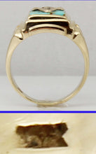 Load image into Gallery viewer, Antique 1920&#39;s Art Deco Masonic Natural Turquoise 10k Solid Yellow Gold Men&#39;s Ring