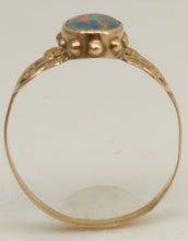 Load image into Gallery viewer, Antique c1900 Late Period Victorian Natural RAINBOW Opal 10k Solid Rose Gold Ladies Cocktail Ring