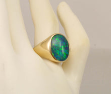 Load image into Gallery viewer, Vintage 1960's LARGE BLUE GREEN Opal 10k Solid Yellow Gold Men's Ring&nbsp;