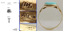 Load image into Gallery viewer, Antique SIGNED GOTHIC 1930's Art Deco Robin's Egg Blue Turquoise &amp; Diamond 10k Solid Gold Men's Ring
