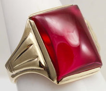 Load image into Gallery viewer, ORNATE Antique 1920's Art Deco LARGE Ruby 10k Solid Yellow Gold Men's Ring&nbsp;