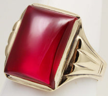 Load image into Gallery viewer, ORNATE Antique 1920's Art Deco LARGE Ruby 10k Solid Yellow Gold Men's Ring&nbsp;