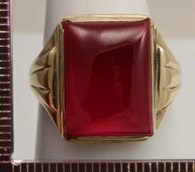 Load image into Gallery viewer, ORNATE Antique 1920's Art Deco LARGE Ruby 10k Solid Yellow Gold Men's Ring&nbsp;