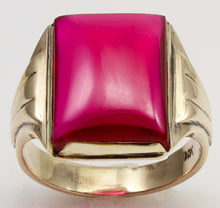 Load image into Gallery viewer, ORNATE Antique 1920's Art Deco LARGE Ruby 10k Solid Yellow Gold Men's Ring&nbsp;