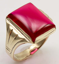 Load image into Gallery viewer, ORNATE Antique 1920's Art Deco LARGE Ruby 10k Solid Yellow Gold Men's Ring&nbsp;