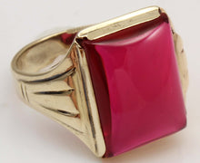 Load image into Gallery viewer, ORNATE Antique 1920's Art Deco LARGE Ruby 10k Solid Yellow Gold Men's Ring&nbsp;