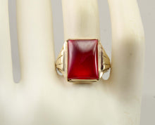 Load image into Gallery viewer, ORNATE Antique 1920's Art Deco LARGE Ruby 10k Solid Yellow Gold Men's Ring&nbsp;