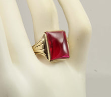 Load image into Gallery viewer, ORNATE Antique 1920's Art Deco LARGE Ruby 10k Solid Yellow Gold Men's Ring&nbsp;