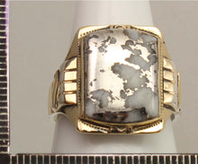 Load image into Gallery viewer, Antique 1920's Art Deco RARE Natural Silver Ore in Quartz Solid Sterling Silver &amp; 10k Gold Mens Ring