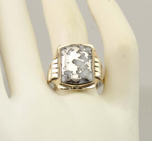 Load image into Gallery viewer, Antique 1920's Art Deco RARE Natural Silver Ore in Quartz Solid Sterling Silver &amp; 10k Gold Mens Ring