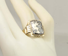 Load image into Gallery viewer, Antique 1920's Art Deco RARE Natural Silver Ore in Quartz Solid Sterling Silver &amp; 10k Gold Mens Ring