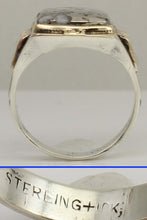 Load image into Gallery viewer, Antique 1920's Art Deco RARE Natural Silver Ore in Quartz Solid Sterling Silver &amp; 10k Gold Mens Ring