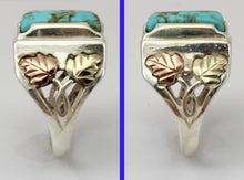 Load image into Gallery viewer, Estate RARE ORANGE MATRIX Natural Kingman Turquoise 12k Solid Rose &amp; Green Gold &amp; Silver Men&#39;s Ring