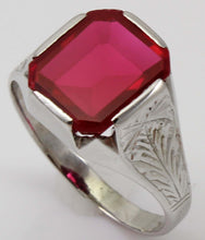 Load image into Gallery viewer, Antique BELAIS of NY1920s Art Deco 4ct Window Pane Emerald Cut Ruby 10k Solid White Gold Men&#39;s Ring