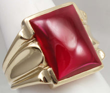 Load image into Gallery viewer, Antique 1920&#39;s Art Deco LARGE 12ct Ruby Cabochon 10k Solid Yellow Gold Men&#39;s Ring