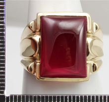 Load image into Gallery viewer, Antique 1920&#39;s Art Deco LARGE 12ct Ruby Cabochon 10k Solid Yellow Gold Men&#39;s Ring