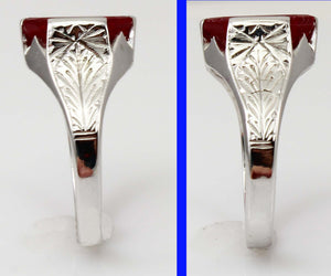 Antique BELAIS of NY1920s Art Deco 4ct Window Pane Emerald Cut Ruby 10k Solid White Gold Men's Ring