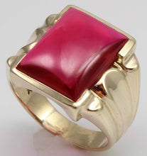 Load image into Gallery viewer, Antique 1920&#39;s Art Deco LARGE 12ct Ruby Cabochon 10k Solid Yellow Gold Men&#39;s Ring