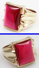 Load image into Gallery viewer, Antique 1920&#39;s Art Deco LARGE 12ct Ruby Cabochon 10k Solid Yellow Gold Men&#39;s Ring