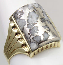 Load image into Gallery viewer, Antique Victorian VERY RARE Natural Silver Ore in Quartz Milgrained 10k Solid Yellow Gold Men&#39;s Ring