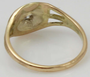 Antique 1920s Art Deco 2mm Antique Cut Genuine Diamond 14k Two-Tone Solid Gold Ladies Cocktail Ring