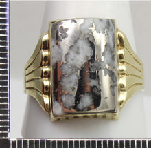 Load image into Gallery viewer, Antique Victorian VERY RARE Natural Silver Ore in Quartz Milgrained 10k Solid Yellow Gold Men&#39;s Ring