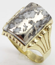 Load image into Gallery viewer, Antique Victorian VERY RARE Natural Silver Ore in Quartz Milgrained 10k Solid Yellow Gold Men&#39;s Ring