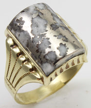 Load image into Gallery viewer, Antique Victorian VERY RARE Natural Silver Ore in Quartz Milgrained 10k Solid Yellow Gold Men&#39;s Ring