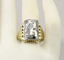 Load image into Gallery viewer, Antique Victorian VERY RARE Natural Silver Ore in Quartz Milgrained 10k Solid Yellow Gold Men&#39;s Ring