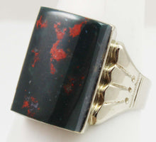 Load image into Gallery viewer, Antique 1920&#39;s Art Deco Natural Bloodstone Hand Engraved 10k Solid White Gold Men&#39;s Ring