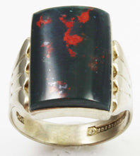 Load image into Gallery viewer, Antique 1920&#39;s Art Deco Natural Bloodstone Hand Engraved 10k Solid White Gold Men&#39;s Ring