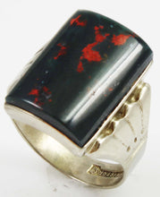 Load image into Gallery viewer, Antique 1920&#39;s Art Deco Natural Bloodstone Hand Engraved 10k Solid White Gold Men&#39;s Ring