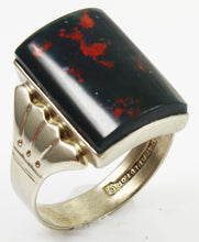 Load image into Gallery viewer, Antique 1920&#39;s Art Deco Natural Bloodstone Hand Engraved 10k Solid White Gold Men&#39;s Ring