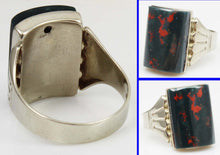 Load image into Gallery viewer, Antique 1920&#39;s Art Deco Natural Bloodstone Hand Engraved 10k Solid White Gold Men&#39;s Ring