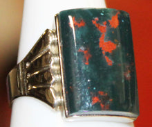 Load image into Gallery viewer, Antique 1920&#39;s Art Deco Natural Bloodstone Hand Engraved 10k Solid White Gold Men&#39;s Ring