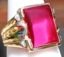 Load image into Gallery viewer, Antique 1920&#39;s Art Deco LARGE 12ct Ruby Cabochon 10k Solid Yellow Gold Men&#39;s Ring