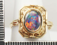 Load image into Gallery viewer, RARE Antique 1920&#39;s Art Deco Opal &amp; Persian Turquoise 10k Solid Gold Cocktail Reversible Flip Ring