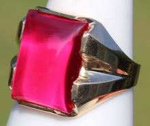 Load image into Gallery viewer, Vintage 1940&#39;s SIGNED Ullenberg Jewelry LARGE 12ct Ruby 10k Solid Yellow Gold Men&#39;s Ring