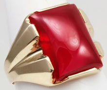 Load image into Gallery viewer, Vintage 1940&#39;s SIGNED Ullenberg Jewelry LARGE 12ct Ruby 10k Solid Yellow Gold Men&#39;s Ring