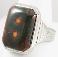 Load image into Gallery viewer, Ornate Antique 1920&#39;s Art Deco Natural RARE Orbicular Bloodstone 10k Solid White Gold Men&#39;s Ring