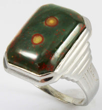 Load image into Gallery viewer, Ornate Antique 1920&#39;s Art Deco Natural RARE Orbicular Bloodstone 10k Solid White Gold Men&#39;s Ring